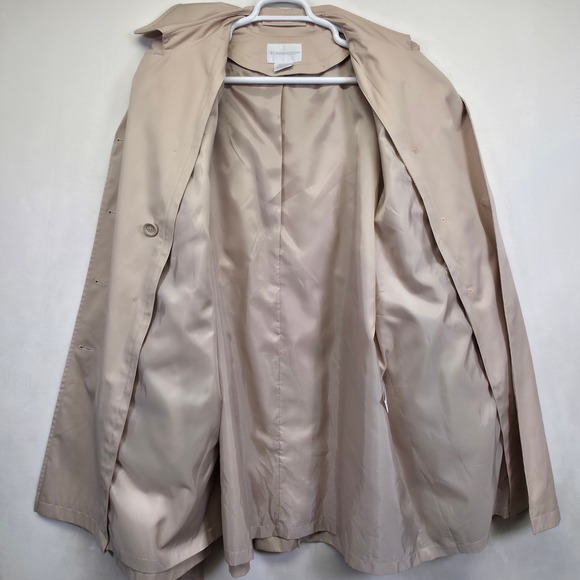 Worthington Trench Coat Womens XL Beige Classic Old Money Timeless Capsule Chic - Picture 8 of 16